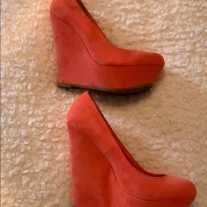 Orange platform shoes